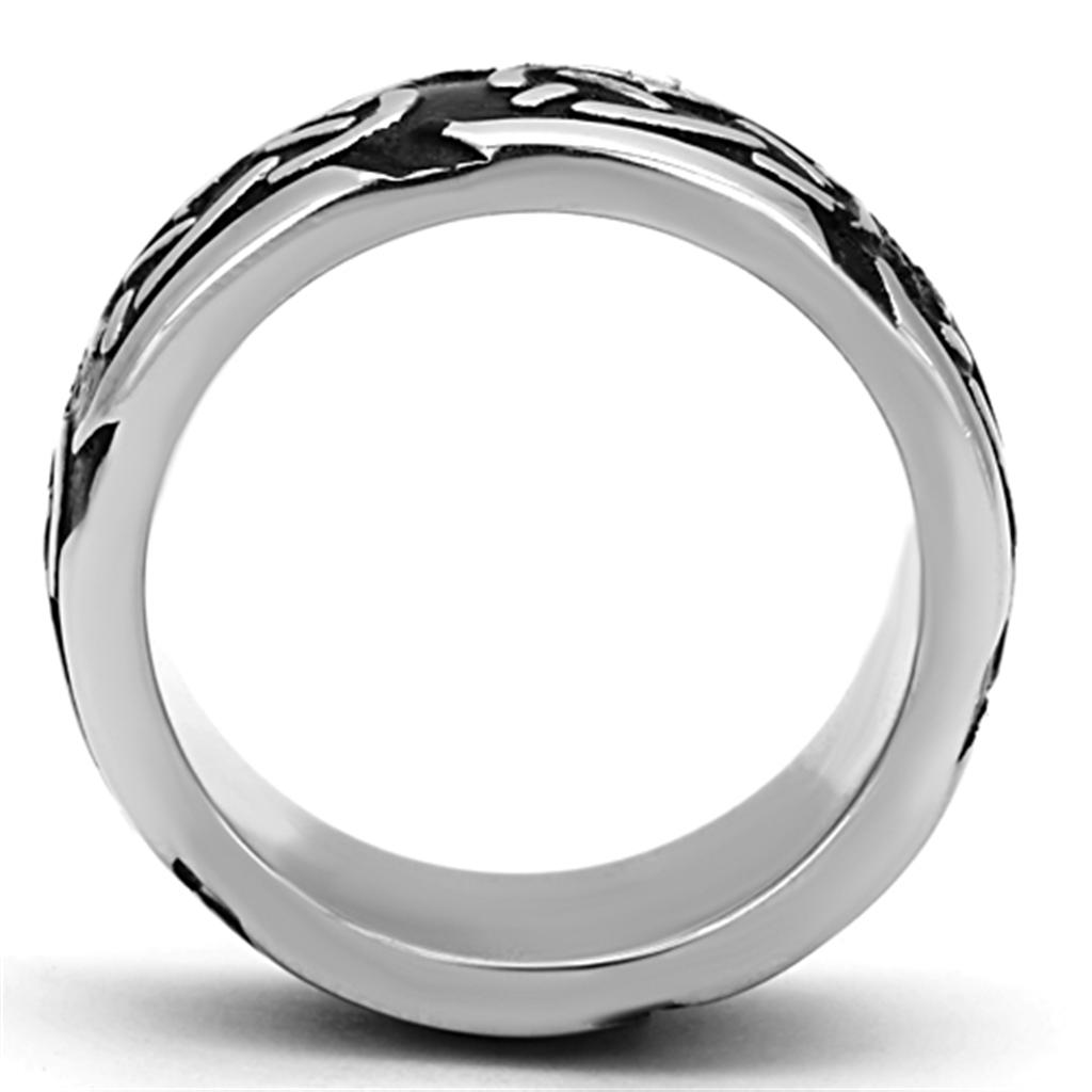 TK1197 - High polished (no plating) Stainless Steel Ring with Epoxy  in Jet-2