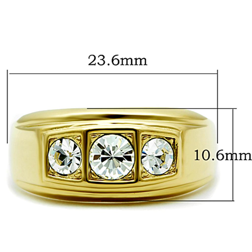 TK119G - IP Gold(Ion Plating) Stainless Steel Ring with Top Grade Crystal  in Clear-1