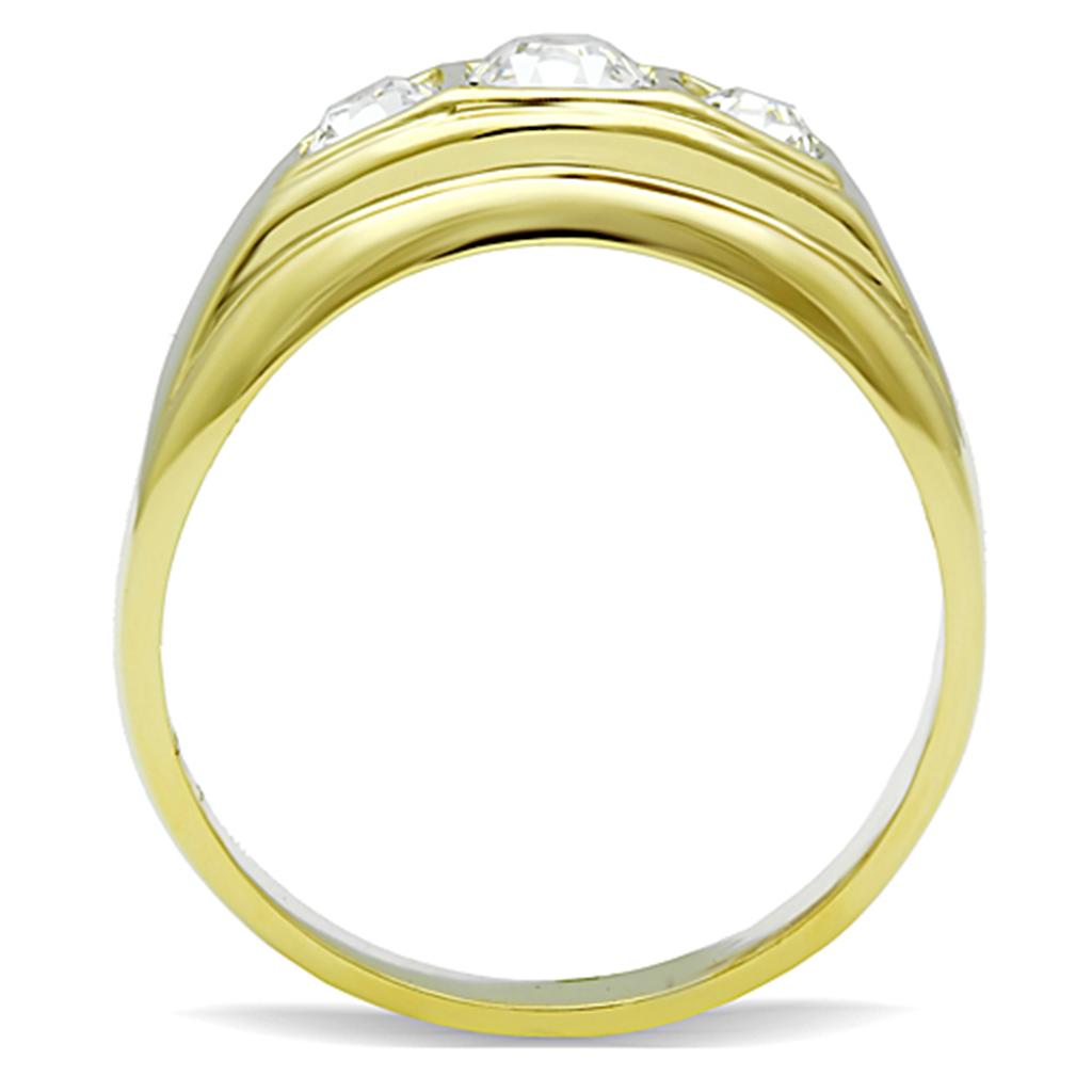 TK119G - IP Gold(Ion Plating) Stainless Steel Ring with Top Grade Crystal  in Clear-2