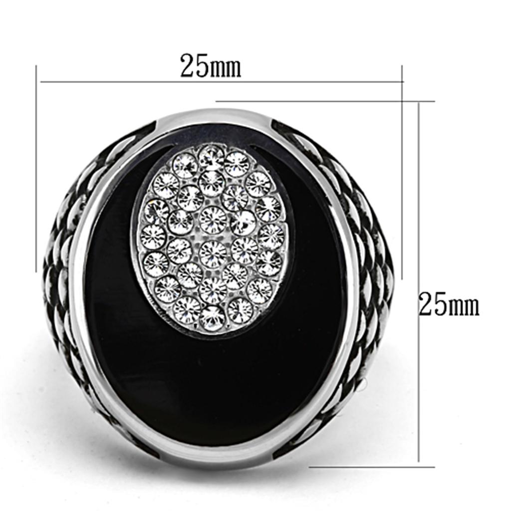 TK1200 - High polished (no plating) Stainless Steel Ring with Top Grade Crystal  in Clear-1