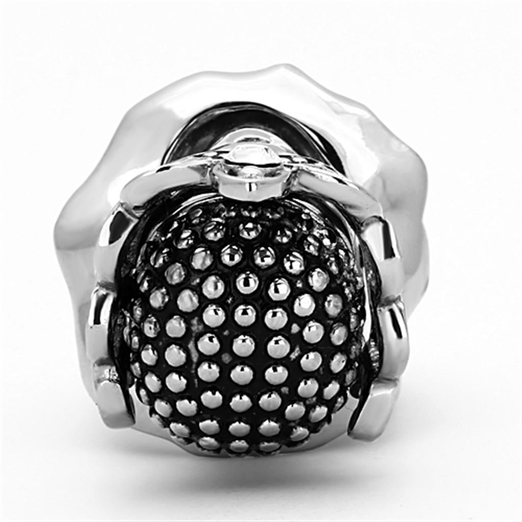 TK1201 - High polished (no plating) Stainless Steel Ring with Top Grade Crystal  in Clear-3