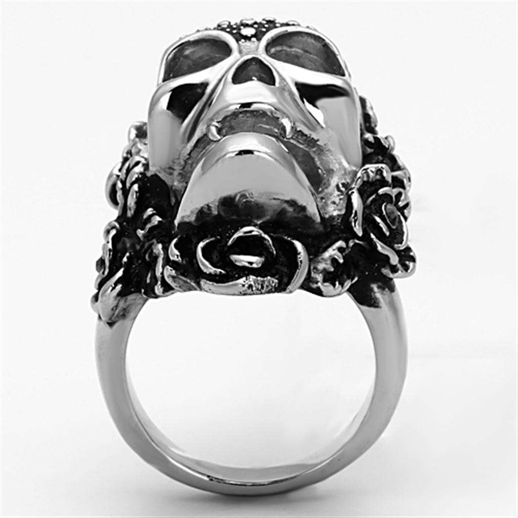 TK1203 - High polished (no plating) Stainless Steel Ring with Top Grade Crystal  in Black Diamond-2