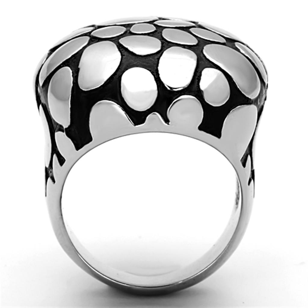 TK1208 - High polished (no plating) Stainless Steel Ring with Epoxy  in Jet-2