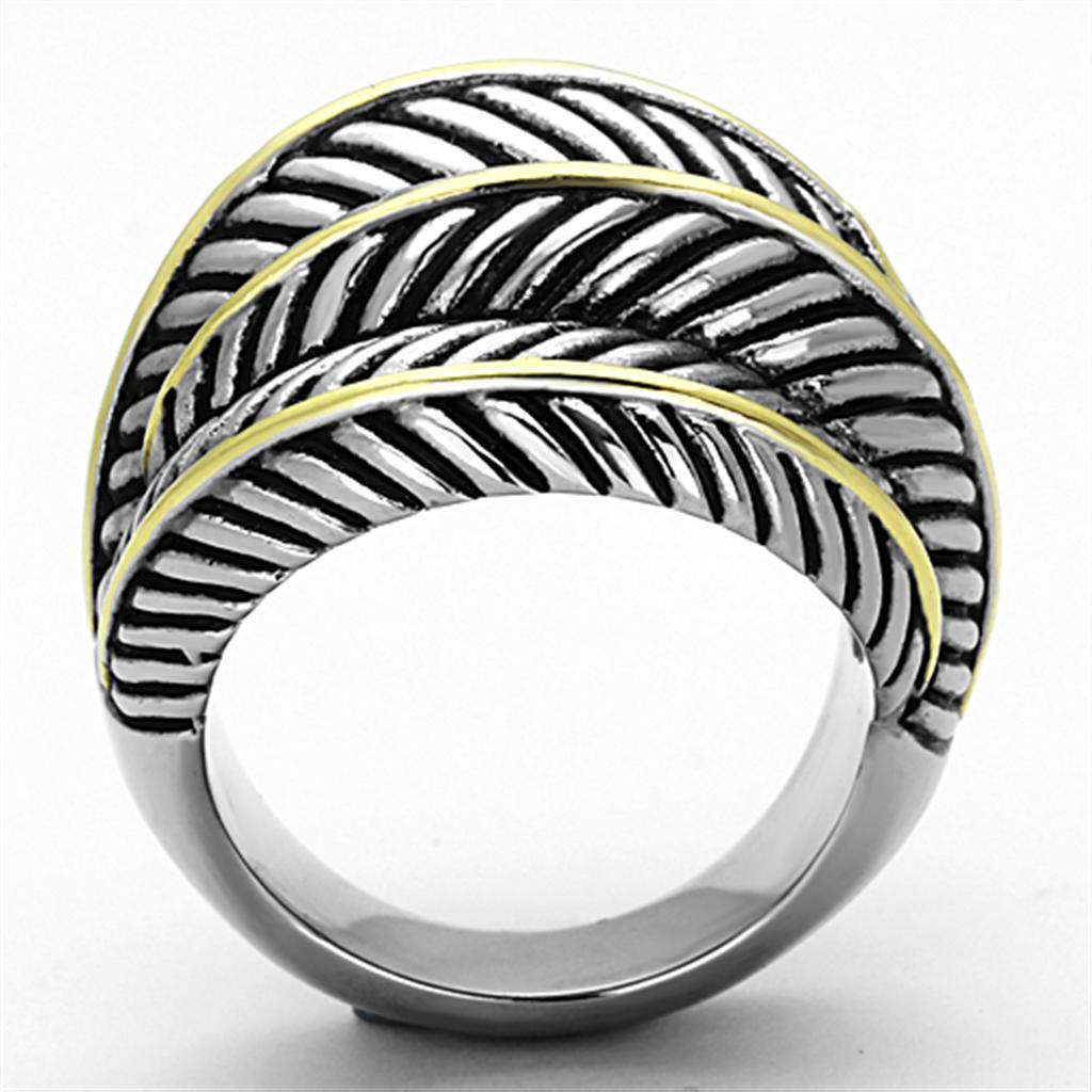 TK1209 - Two-Tone IP Gold (Ion Plating) Stainless Steel Ring with Epoxy  in Jet-2