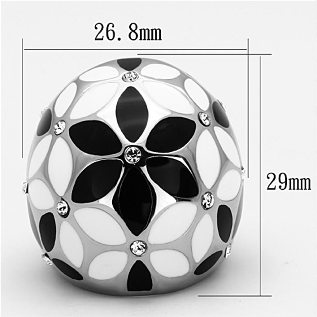 TK1210 - High polished (no plating) Stainless Steel Ring with Top Grade Crystal  in Clear-1