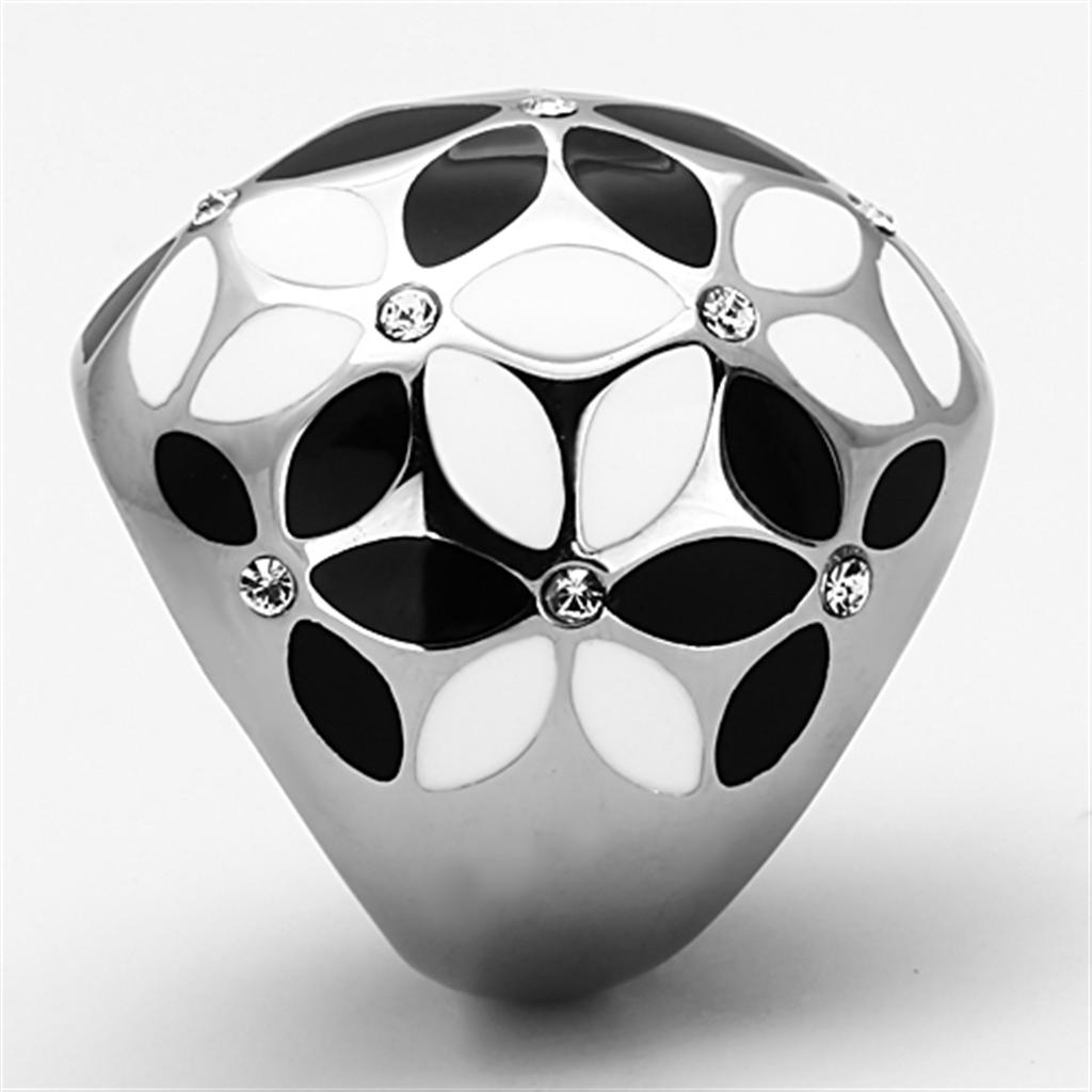 TK1210 - High polished (no plating) Stainless Steel Ring with Top Grade Crystal  in Clear-3