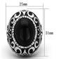 TK1211 - High polished (no plating) Stainless Steel Ring with Synthetic Cat Eye in Jet-1