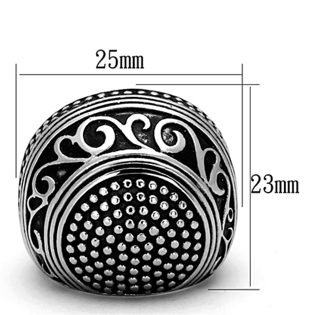 TK1212 - High polished (no plating) Stainless Steel Ring with Epoxy  in Jet-1