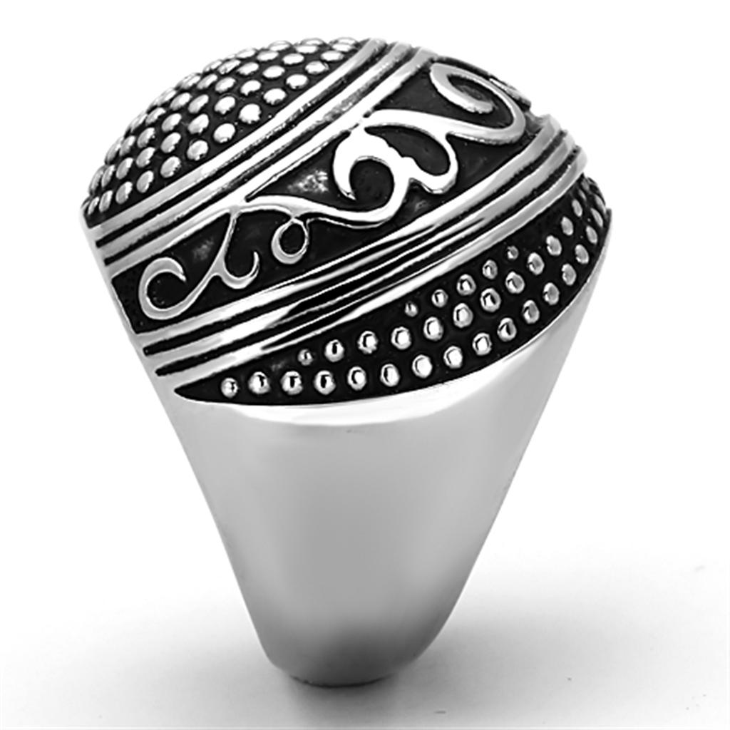 TK1212 - High polished (no plating) Stainless Steel Ring with Epoxy  in Jet-3