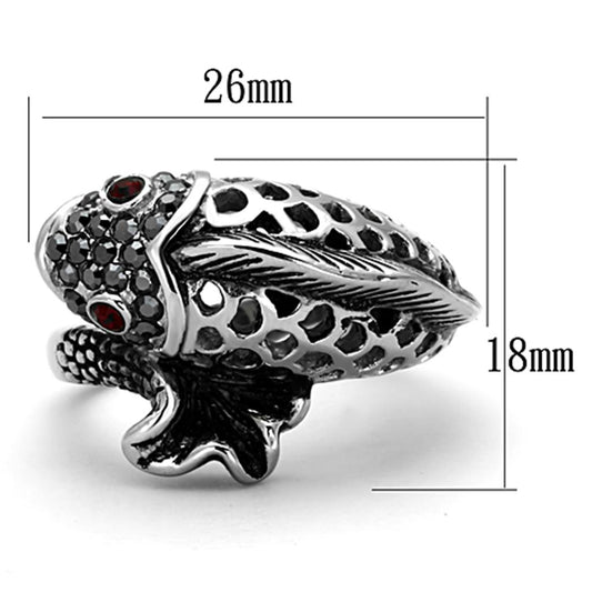 TK1215 - High polished (no plating) Stainless Steel Ring with Top Grade Crystal  in Siam-1
