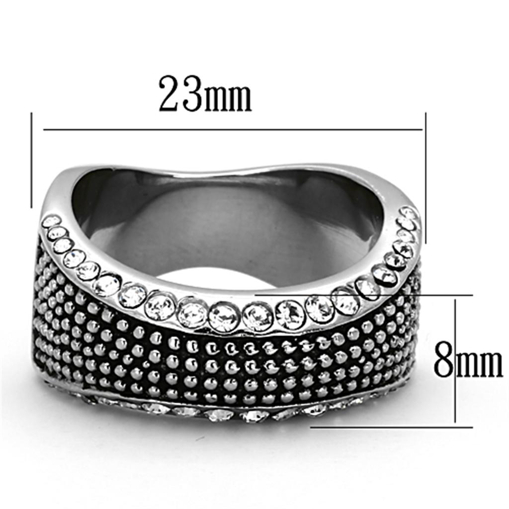 TK1216 - High polished (no plating) Stainless Steel Ring with Top Grade Crystal  in Clear-1