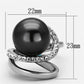 TK1218 - High polished (no plating) Stainless Steel Ring with Synthetic Pearl in Gray-1