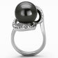 TK1218 - High polished (no plating) Stainless Steel Ring with Synthetic Pearl in Gray-2