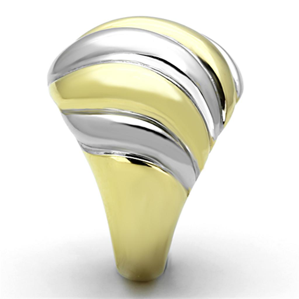 TK1219 - Two-Tone IP Gold (Ion Plating) Stainless Steel Ring with No Stone-3