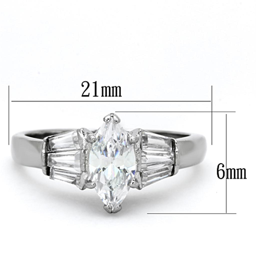TK1220 - High polished (no plating) Stainless Steel Ring with AAA Grade CZ  in Clear-1