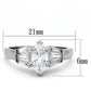TK1220 - High polished (no plating) Stainless Steel Ring with AAA Grade CZ  in Clear-1