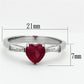 TK1221 - High polished (no plating) Stainless Steel Ring with AAA Grade CZ  in Ruby-1