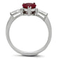 TK1221 - High polished (no plating) Stainless Steel Ring with AAA Grade CZ  in Ruby-2