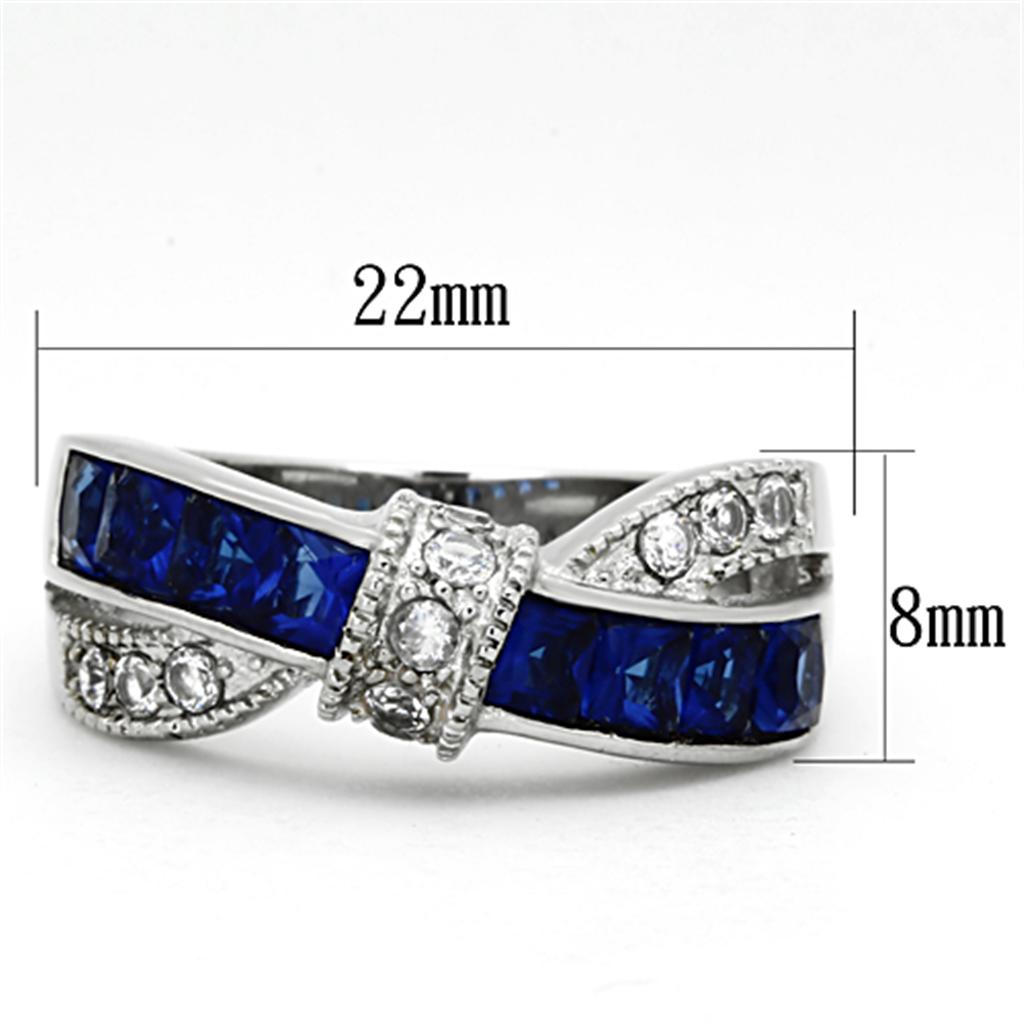 TK1222 - High polished (no plating) Stainless Steel Ring with Synthetic Synthetic Glass in Montana-1