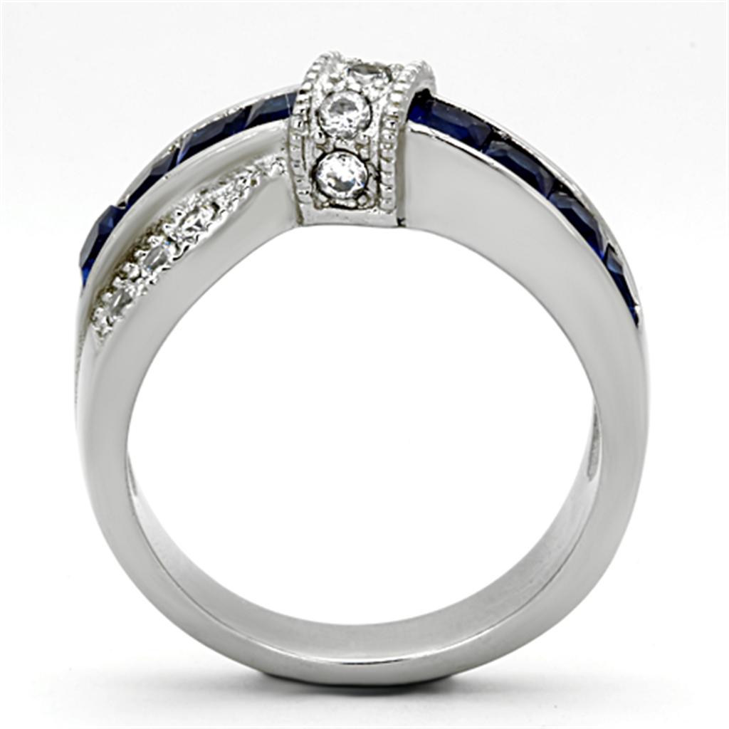 TK1222 - High polished (no plating) Stainless Steel Ring with Synthetic Synthetic Glass in Montana-2