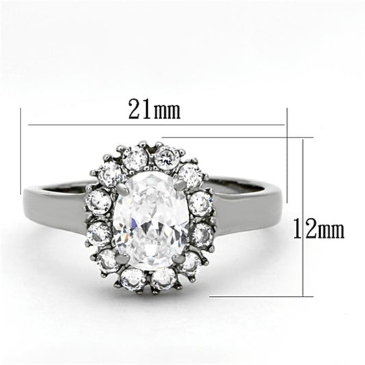 TK1223 - High polished (no plating) Stainless Steel Ring with AAA Grade CZ  in Clear-1