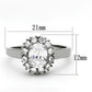 TK1223 - High polished (no plating) Stainless Steel Ring with AAA Grade CZ  in Clear-1