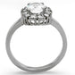 TK1223 - High polished (no plating) Stainless Steel Ring with AAA Grade CZ  in Clear-2