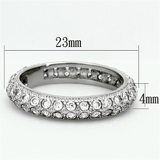 TK1225 - High polished (no plating) Stainless Steel Ring with AAA Grade CZ  in Clear-1