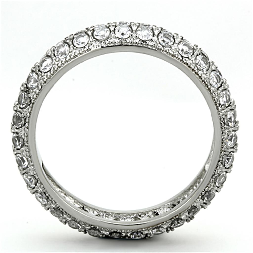 TK1225 - High polished (no plating) Stainless Steel Ring with AAA Grade CZ  in Clear-2