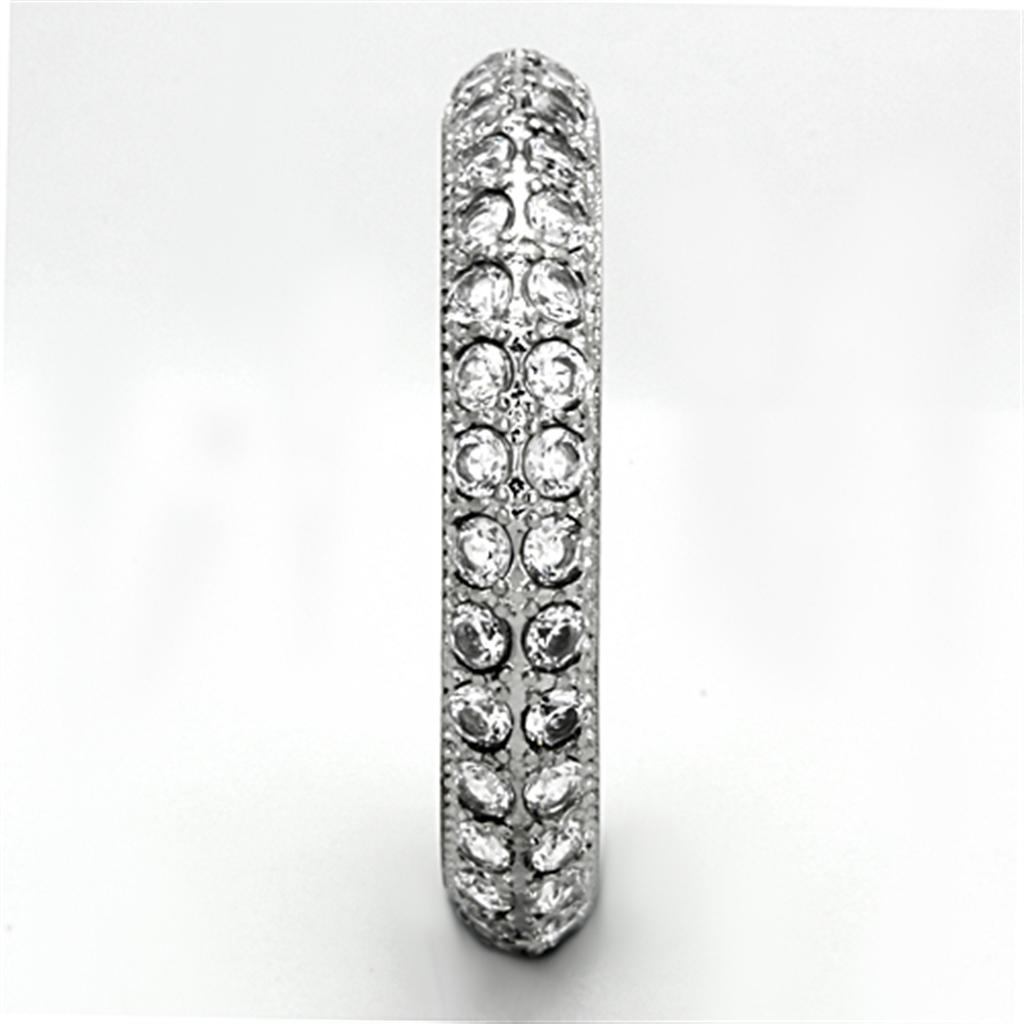 TK1225 - High polished (no plating) Stainless Steel Ring with AAA Grade CZ  in Clear-3