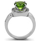 TK1227 - High polished (no plating) Stainless Steel Ring with Synthetic Synthetic Glass in Peridot-2