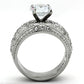 TK1228 - High polished (no plating) Stainless Steel Ring with AAA Grade CZ  in Clear-2