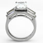 TK1229 - High polished (no plating) Stainless Steel Ring with AAA Grade CZ  in Clear-2
