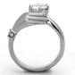 TK1230 - High polished (no plating) Stainless Steel Ring with AAA Grade CZ  in Clear-2