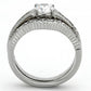 TK1231 - High polished (no plating) Stainless Steel Ring with AAA Grade CZ  in Clear-2
