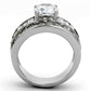 TK1232 - High polished (no plating) Stainless Steel Ring with AAA Grade CZ  in Clear-2