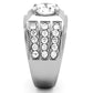 TK1233 - High polished (no plating) Stainless Steel Ring with AAA Grade CZ  in Clear-3