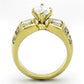 TK1235 - IP Gold(Ion Plating) Stainless Steel Ring with AAA Grade CZ  in Clear-2