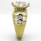 TK1235 - IP Gold(Ion Plating) Stainless Steel Ring with AAA Grade CZ  in Clear-3