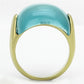 TK1237 - IP Gold(Ion Plating) Stainless Steel Ring with Synthetic Cat Eye in Sea Blue-2
