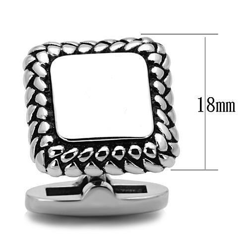 TK1246 - High polished (no plating) Stainless Steel Cufflink with Epoxy  in Jet-1