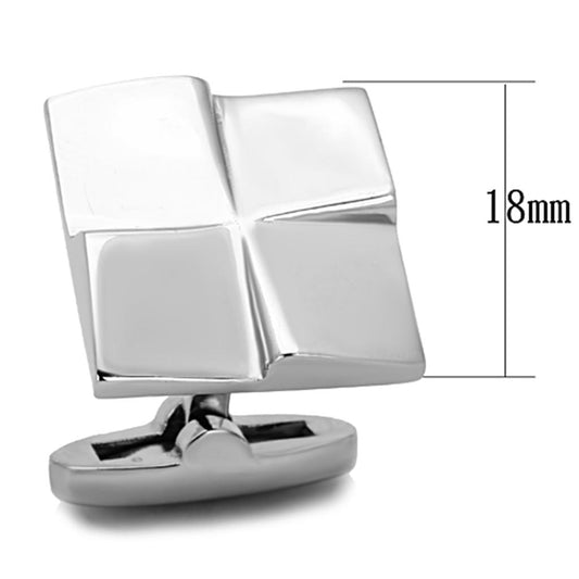 TK1250 - High polished (no plating) Stainless Steel Cufflink with No Stone-1