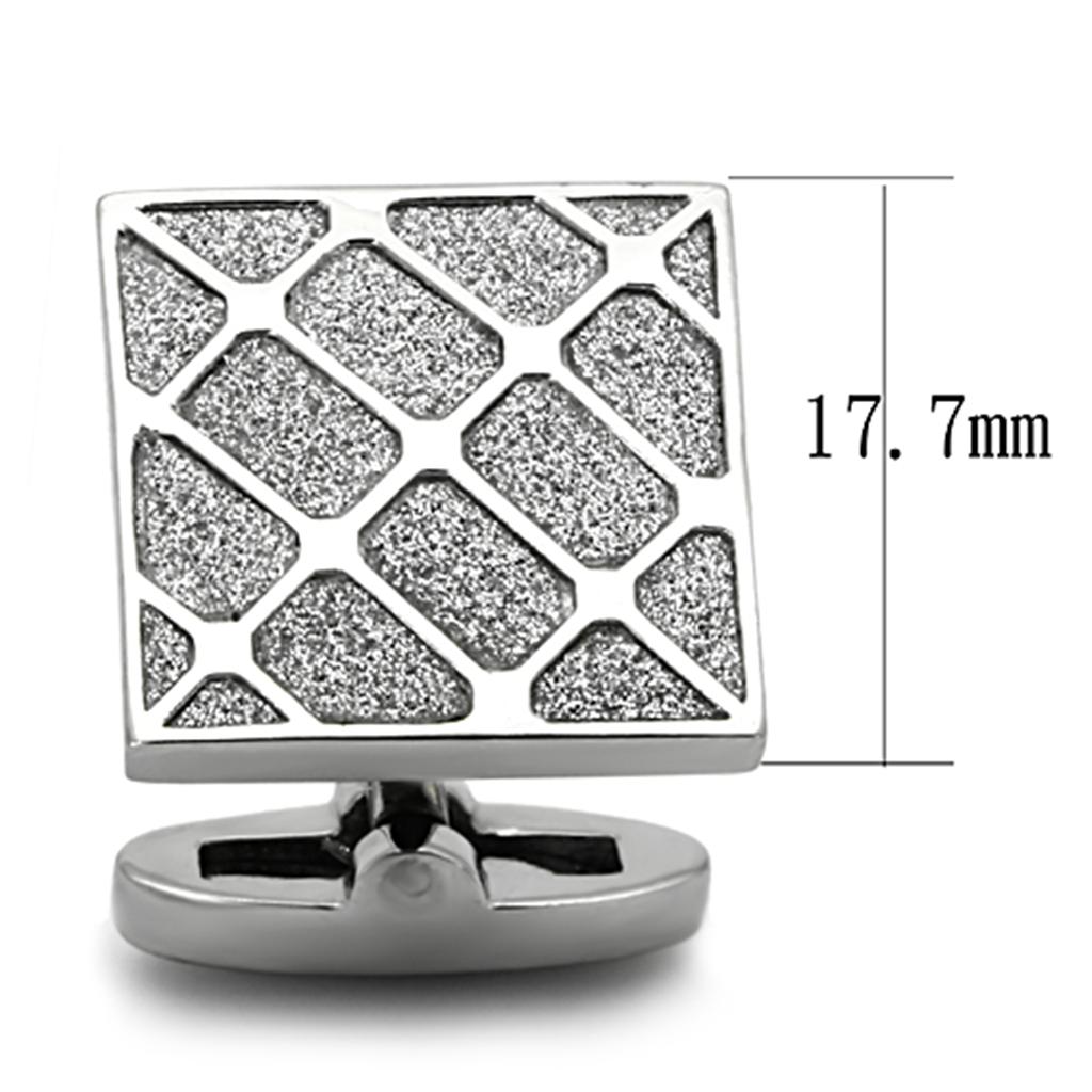 TK1252 - High polished (no plating) Stainless Steel Cufflink with No Stone-1