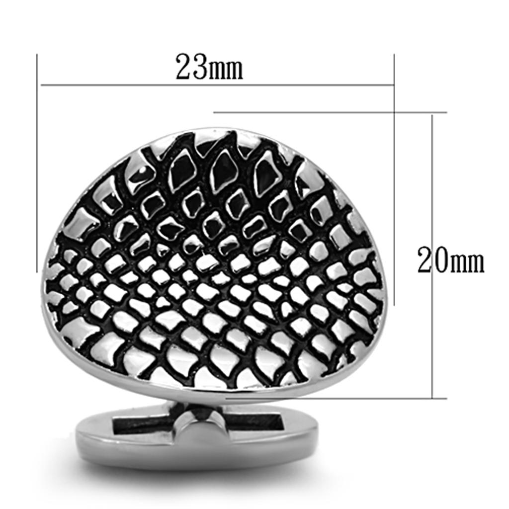 TK1258 - High polished (no plating) Stainless Steel Cufflink with Epoxy  in Jet-1