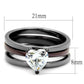 TK1274DC - IP Light Black (IP Gun) & IP Dark Brown (IP coffee) Stainless Steel Ring with AAA Grade CZ  in Clear-1