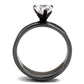 TK1274DC - IP Light Black (IP Gun) & IP Dark Brown (IP coffee) Stainless Steel Ring with AAA Grade CZ  in Clear-2