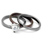 TK1274DC - IP Light Black (IP Gun) & IP Dark Brown (IP coffee) Stainless Steel Ring with AAA Grade CZ  in Clear-4