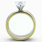 TK1274 - Three Tone (IP Gold & IP Rose Gold & High Polished) Stainless Steel Ring with AAA Grade CZ  in Clear-2