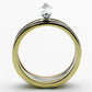 TK1276 - Three Tone (IP Gold & IP Rose Gold & High Polished) Stainless Steel Ring with AAA Grade CZ  in Clear-2