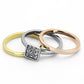 TK1277 - Three Tone (IP Gold & IP Rose Gold & High Polished) Stainless Steel Ring with Top Grade Crystal  in Clear-1